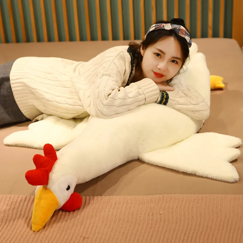 

1PC 50CM-135cm Fluffy Cock Plush Toys Sleeping Pillow Cute Animal Stuffed Swan Chicken Dolls Floor Mat Kids Girls Birthday Gift