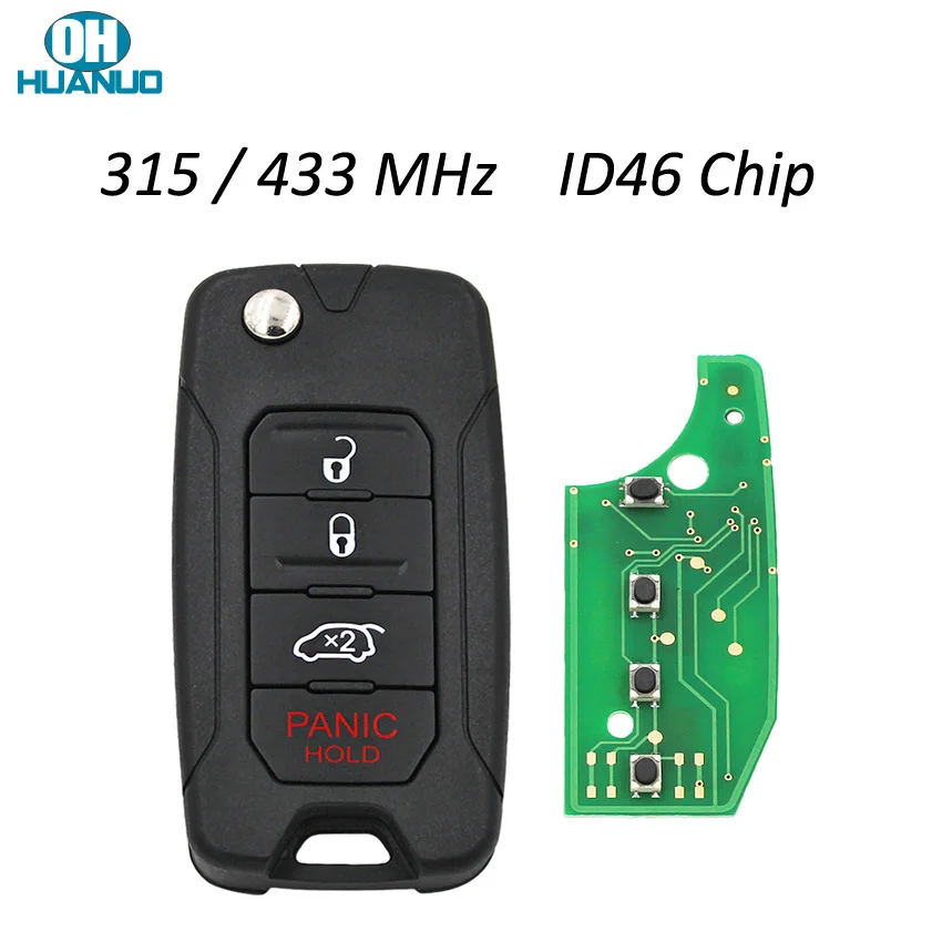 4 кнопки Складной Дистанционный брелок 315 МГц 433 с чипом ID46 для Dodge Chrysler Jeep|Ключ от