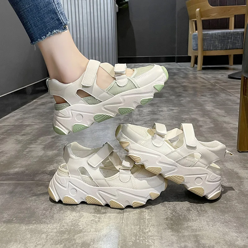 

Sports Women's Sandals Espadrilles Platform Female Shoe Med 2021 Summer Clogs Wedge All-Match Breathable High Girls Medium Close