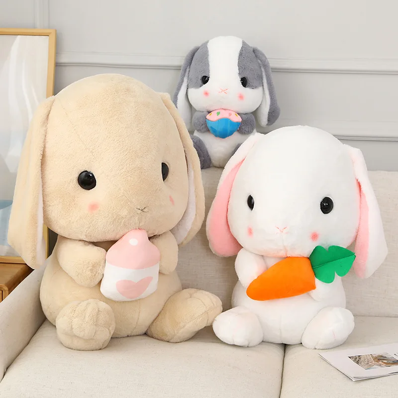 

Free ship plush toy ear kawaii rabbit radish white rabbit soft pillow large cute stuffed toys for girls birthday christmas gift