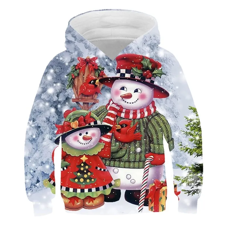 

Children's Baby Boys Girls Hoodie Christmas Snowman 3D Printed Sweatshirt Top Long Sleeve Pullover 2021 Fall/Winter Girl Baby