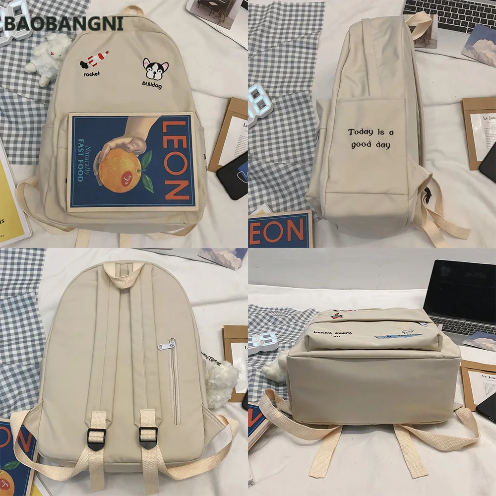 

Nylon Female Embroidery Backpack Cute New Women School Bag Teenage Book Ladies Backpack Kawaii College Student Girl Bags Fashion