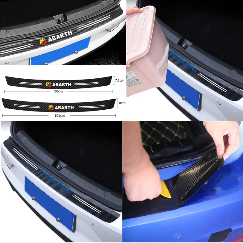 

Carbon Fiber Car Rear Bumper Trunk Guard Protected Stickers For Saab Audi Bmw Dodge Honda VW Volkswagen Peugeot Opel