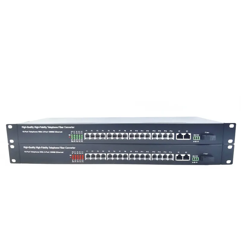 

2-way 10 / 100 / 1000 Ethernet port 20km 16 channel PCM telephone to fiber media converter