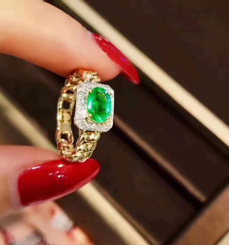 new style elegant green emerald ring for women jewelry 925 sterling silver natural real gem girl birthday gift | Украшения и