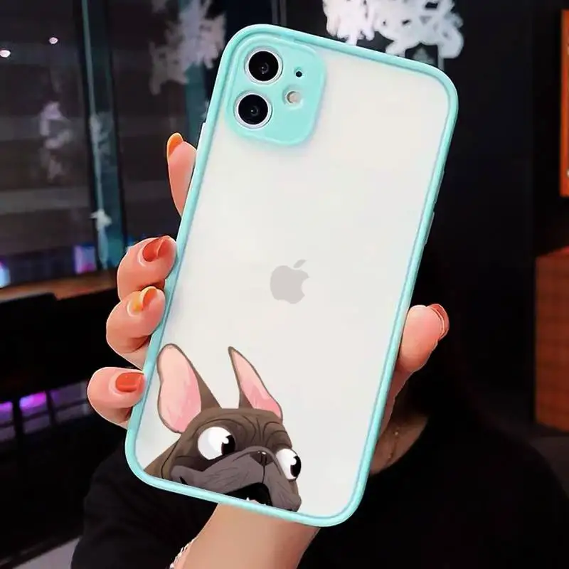 

French Bulldog Pug Dog Cute pet Phone Cases Matte Transparent for iPhone 7 8 11 12 s mini pro X XS XR MAX Plus cover funda