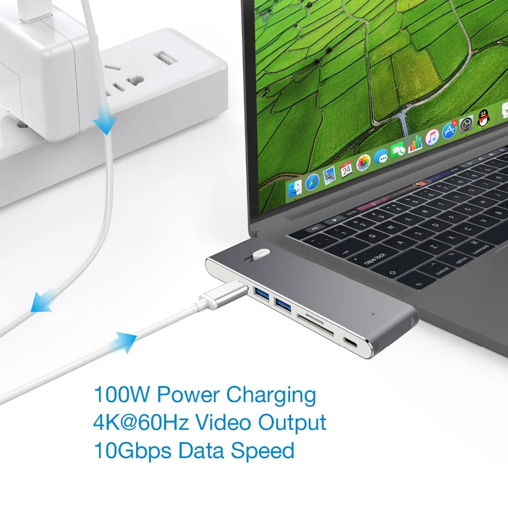 DZLST USB C концентратор для MacBook Pro Двойной USB-C с HDMI 4K кардридер 3 0 DELL Type Thunderbolt адаптер |