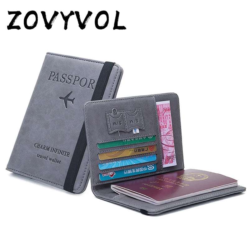 

ZOVYVOL Women Men RFID Vintage Business Passport Covers Holder Multi-Function ID Bank Card PU Leather Wallet Case Travel Purses