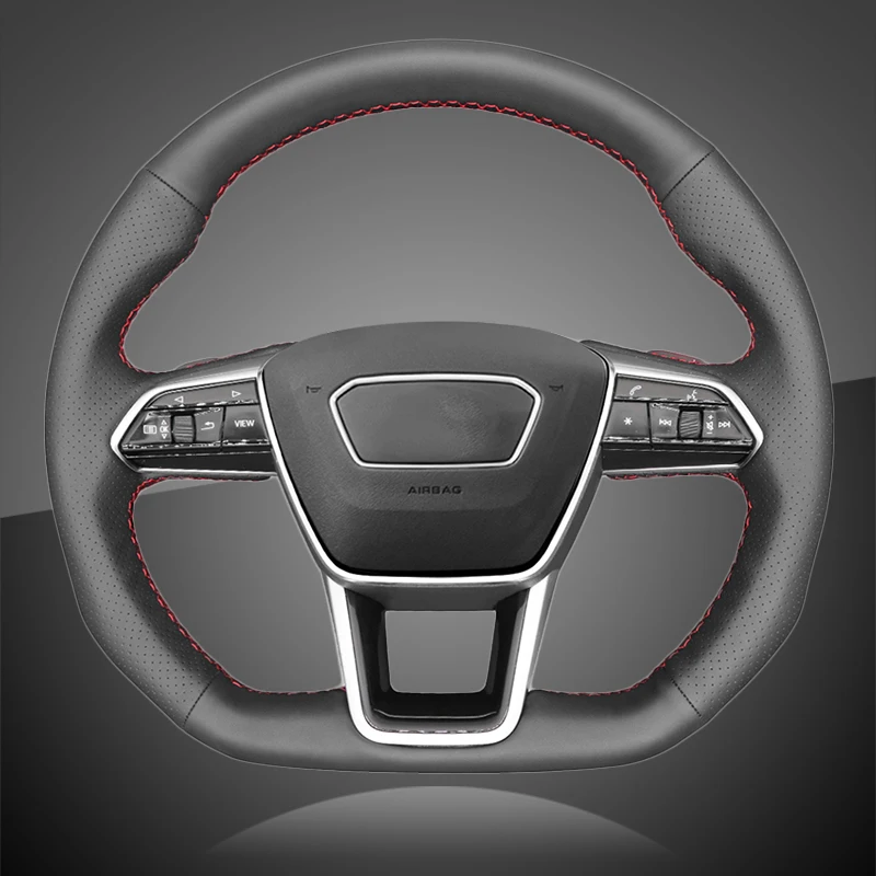 

Auto Braid On The Steering Wheel Cover for Audi A6 (C8) Avant Allroad 2018-2019 A7 (K8) 2018-2019 S6 S7 2019 Car Braiding Covers