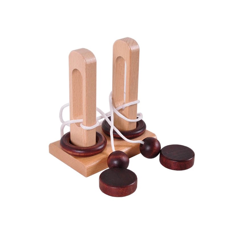 Игрушки для малышей деревянные 3D головоломки игрушка разблокировки веревки
