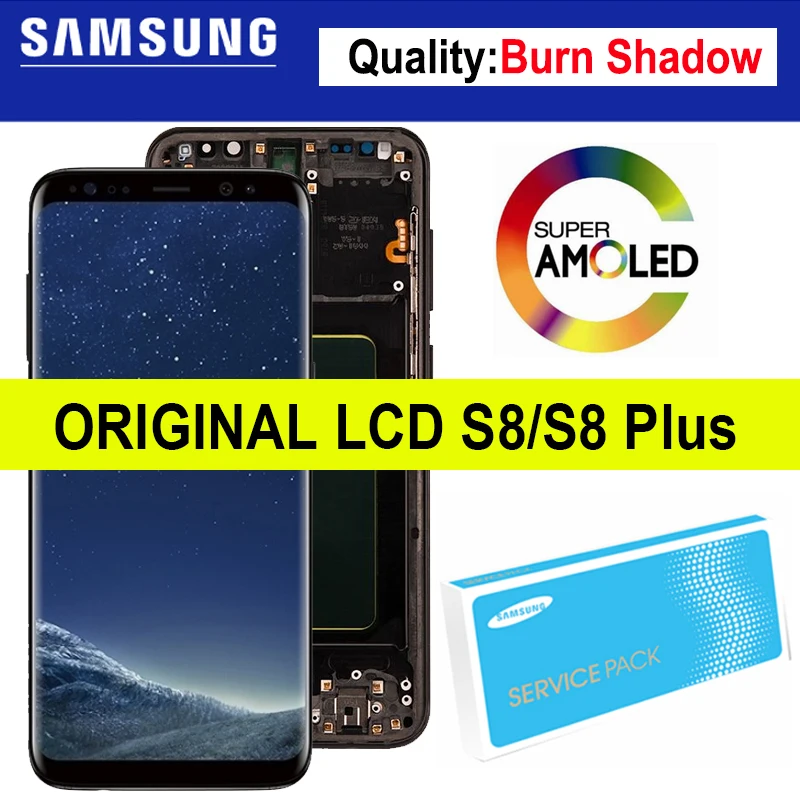 

Новый ЖК-дисплей QI 2022 Burn Shadow для SAMSUNG Galaxy S8 G950F S8 Plus G955F Super AMOLED дисплей с рамкой сенсорный экран дигитайзер