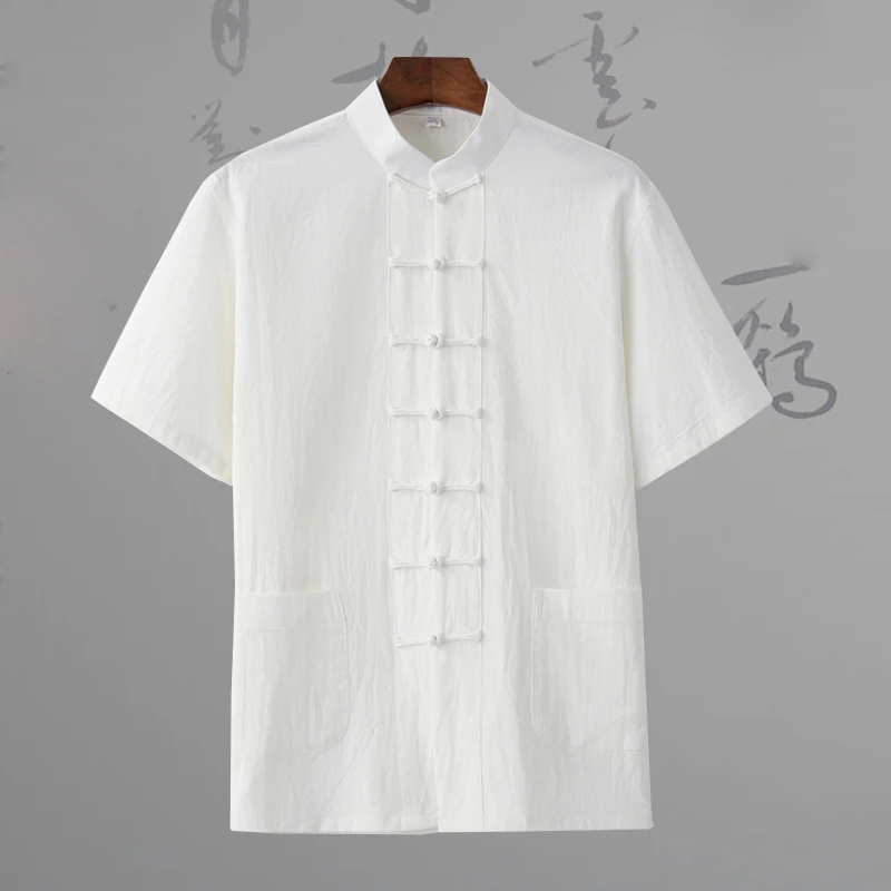 Костюм Тан из хлопка и льна с коротким рукавом Одежда Кунг-фу в стиле крыла 7