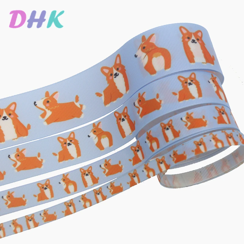 

DHK 4 Sizes Options 50yards Dog Printed Grosgrain Ribbon Accessory Material Headwear Decoration DIY Wholesale S1325