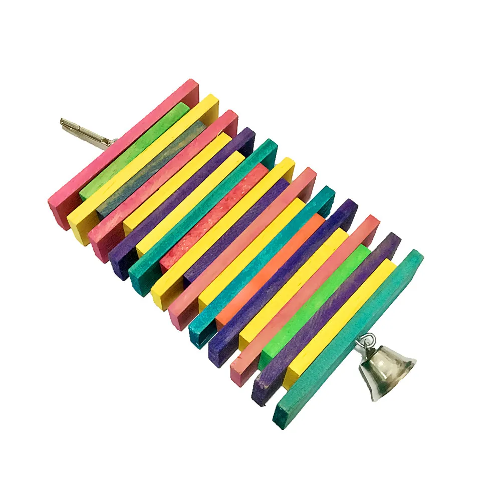 

Bird Pet Hanging Building Blocks And Bell Toy Bird Cage Pendant Chew Toy Bridge Colorful Beading Bell Toys Birds Chew Pet
