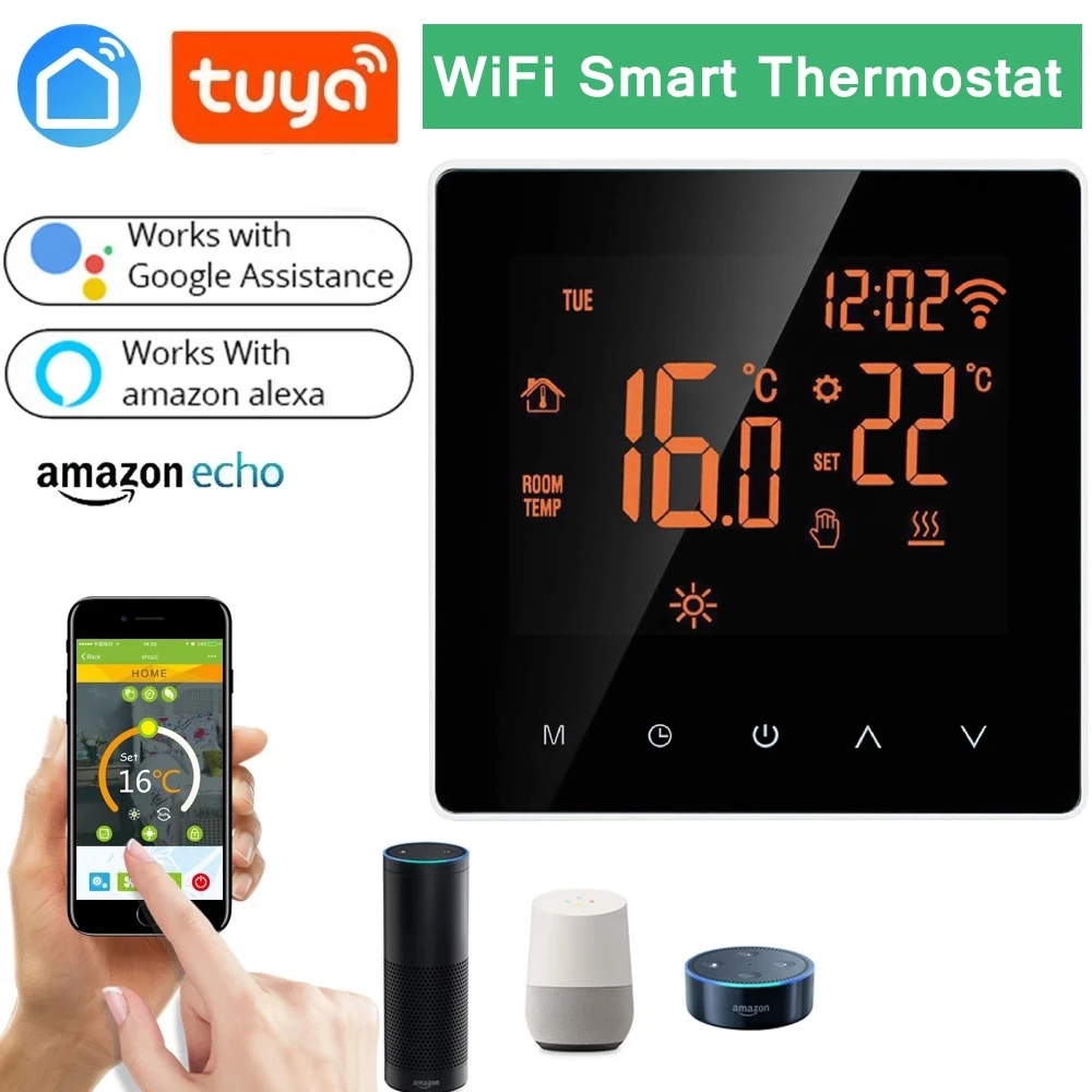 

Tuya умный дом ЖК-Wi-Fi термостат электрический пол с подогревом вода / газовый котел температура пульт дистанционного управления для Alexa Smart Life
