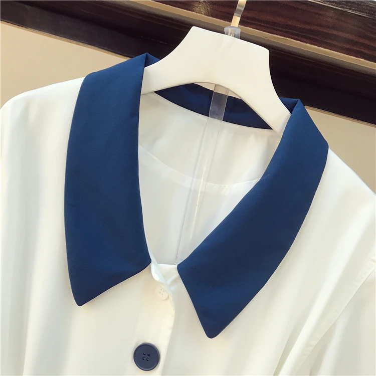 Женское длинное платье-годе L-4XL голубое однобортное платье контрастных цветов с