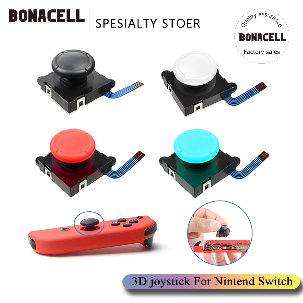 Аналоговые 3d джойстики Bonacell для Nintendo Switch NS Joy Con|Цифровые аккумуляторы| |