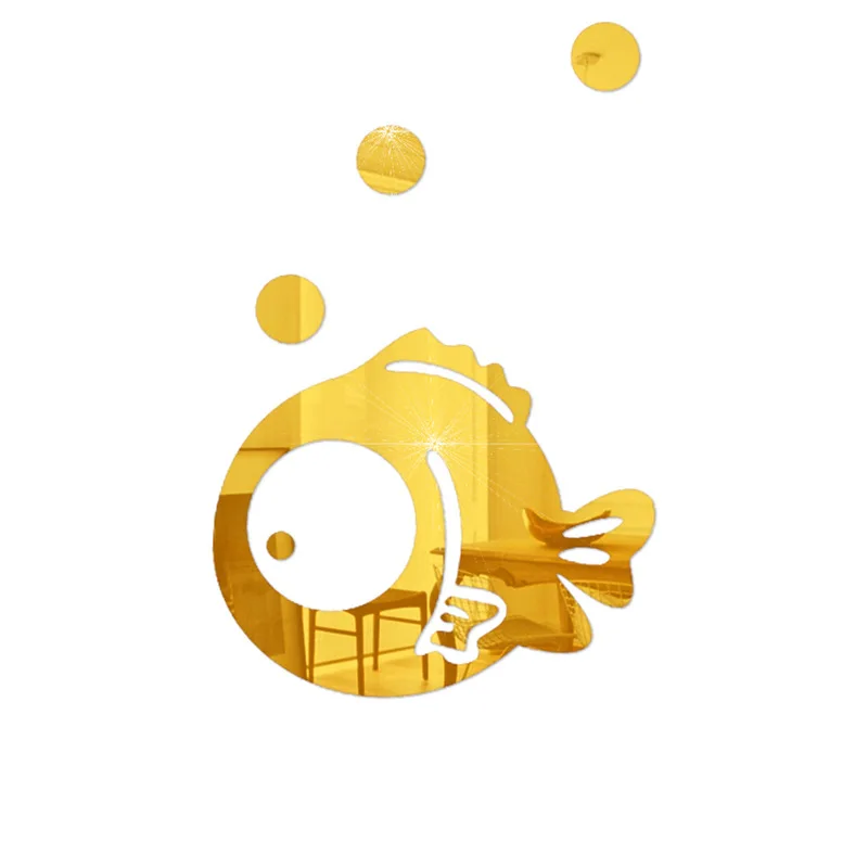 Объемные акриловые зеркальные наклейки в виде рыбки пузыря для ванной комнаты