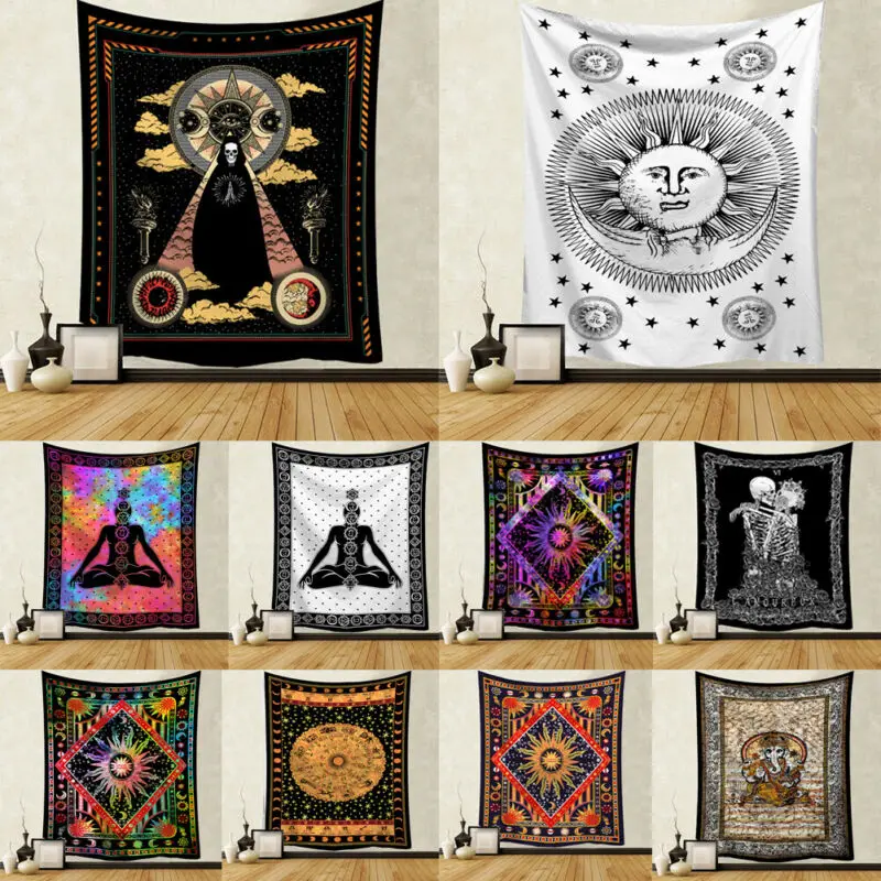 Индийский гобелен с мандалой Подвесной Настенный Коврик для песчаного пляжа