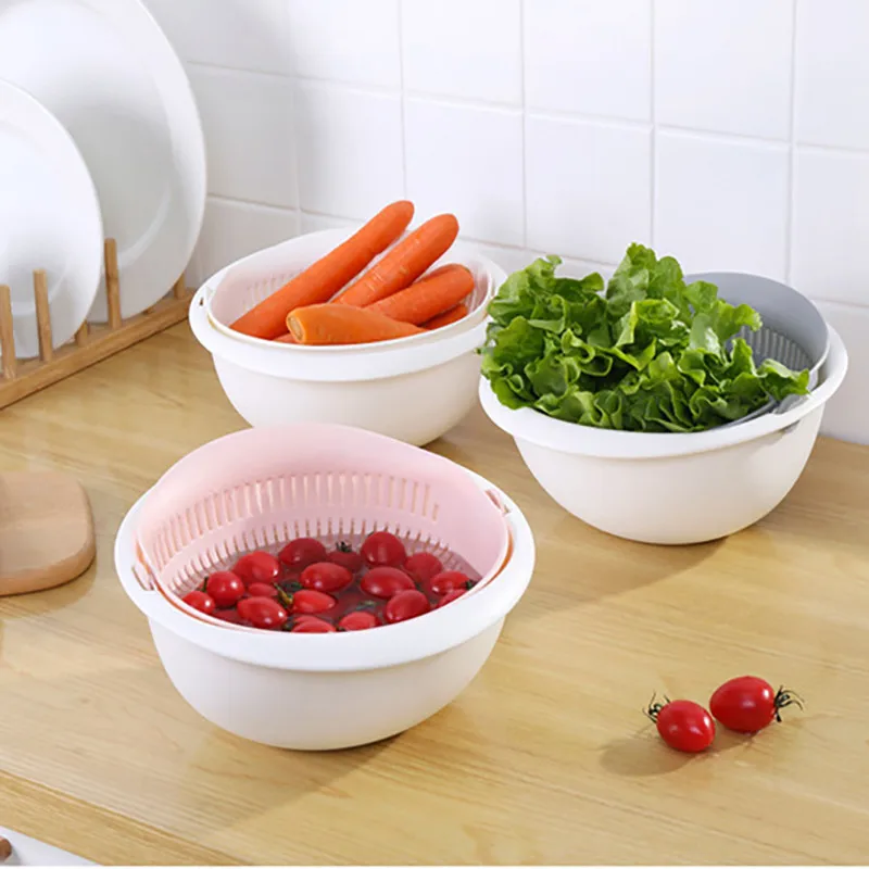 Double-layer Vegetable Washing Basin Kitchen Sink Rotating Drain Storage Basket Accessories |