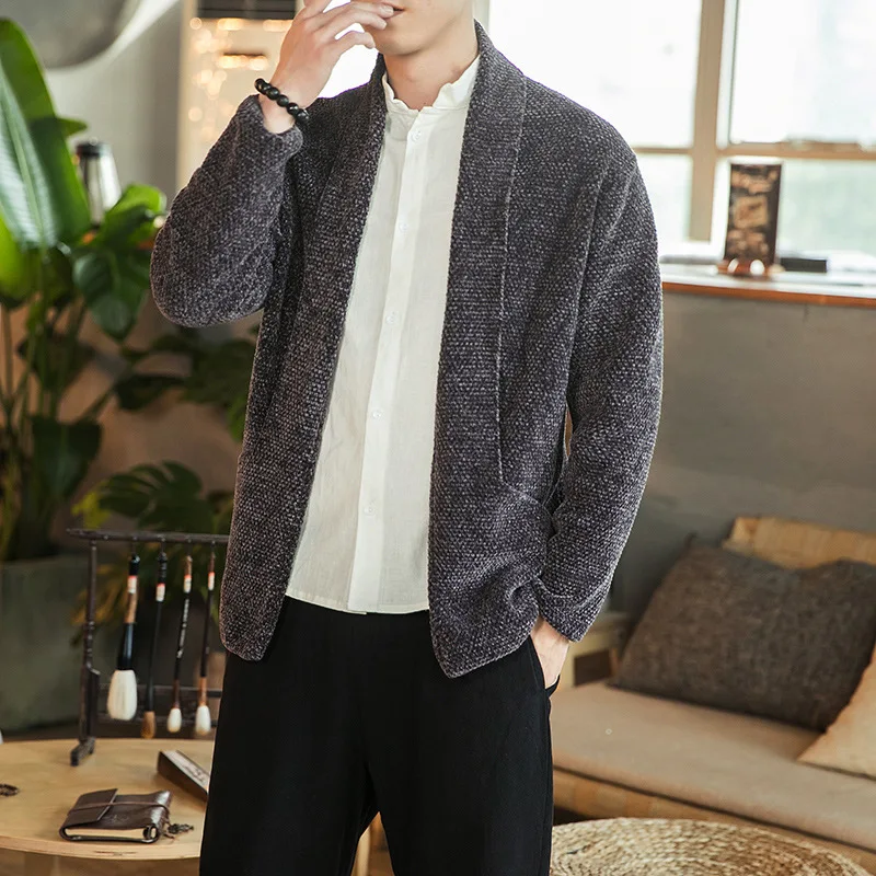 Мужской осенне зимний вязаный свитер мужской простой однотонный Повседневный