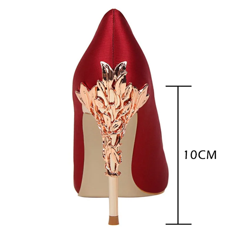 Женские туфли-лодочки женские туфли на каблуке с резным металлическим каблуком