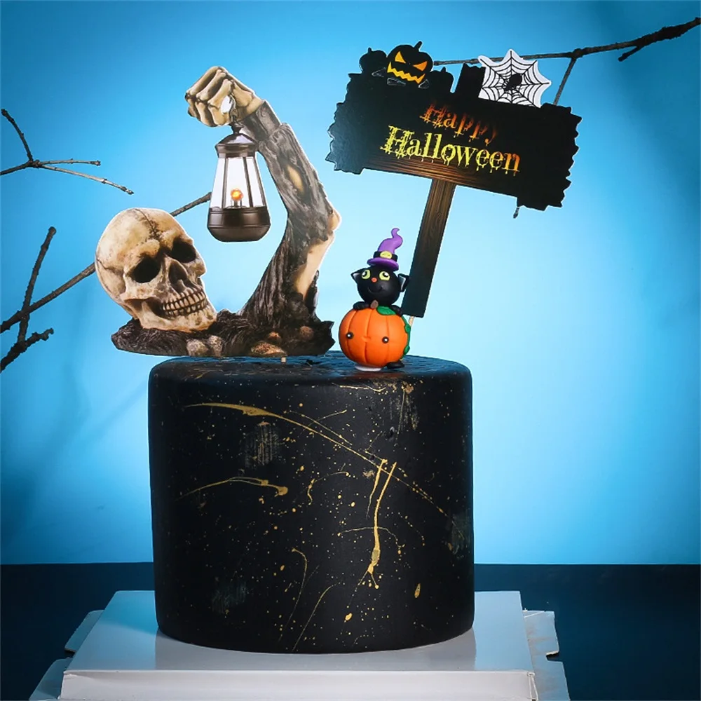 3 комплекта Топпер для торта Хэллоуин тематическая чашка торт дом с приведениями