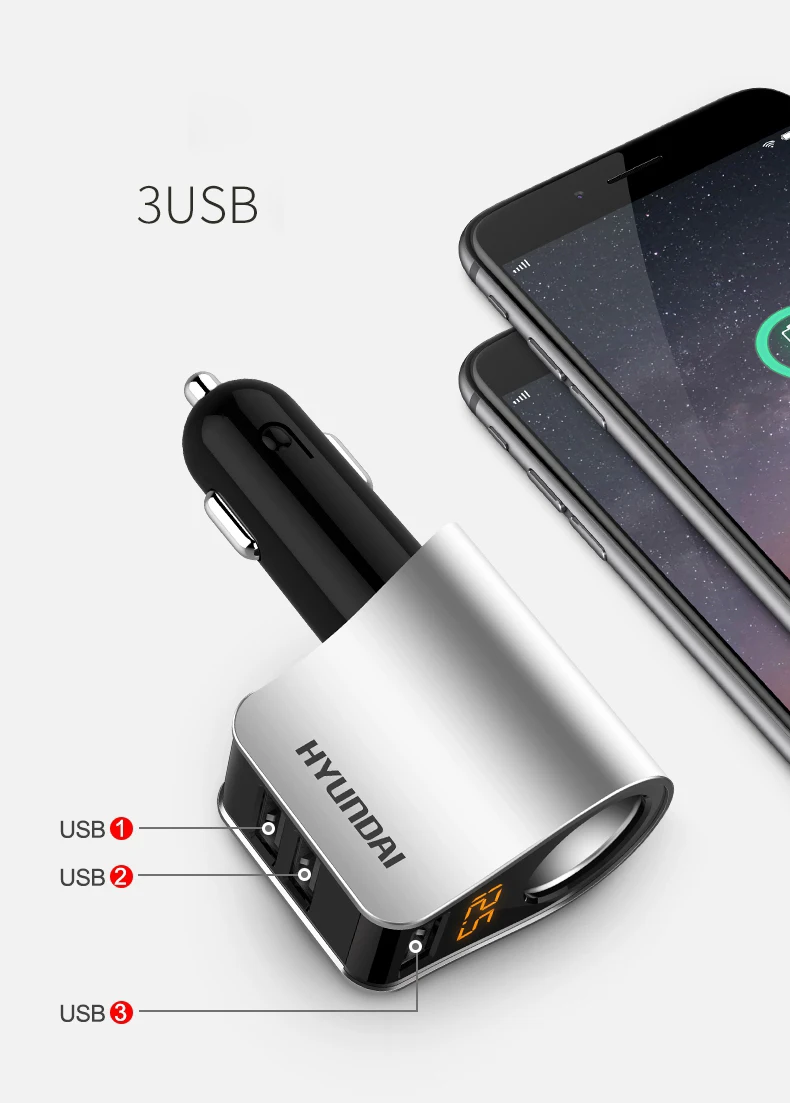 3.6A три USB Автомобильное зарядное устройство 3 порта ЖК-дисплей 12-24 в прикуриватель быстрое автомобильное зарядное устройство адаптер питания аксессуары