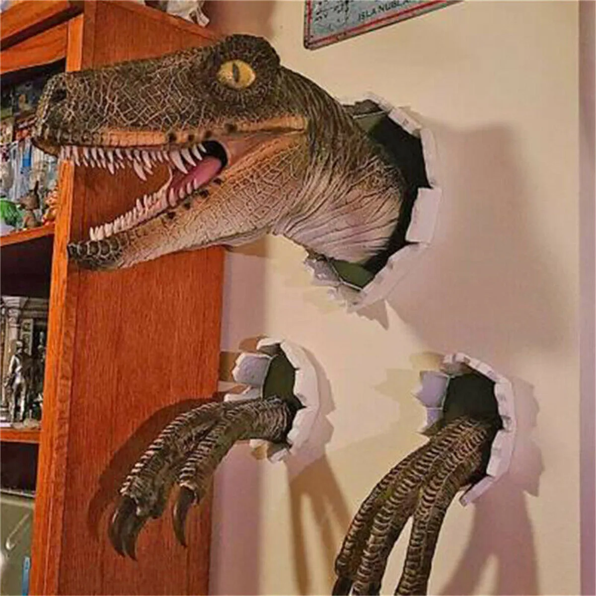 

Wall Mounted Dinosaur Sculpture Head Resign Art Bust Hanging Decoration Decor