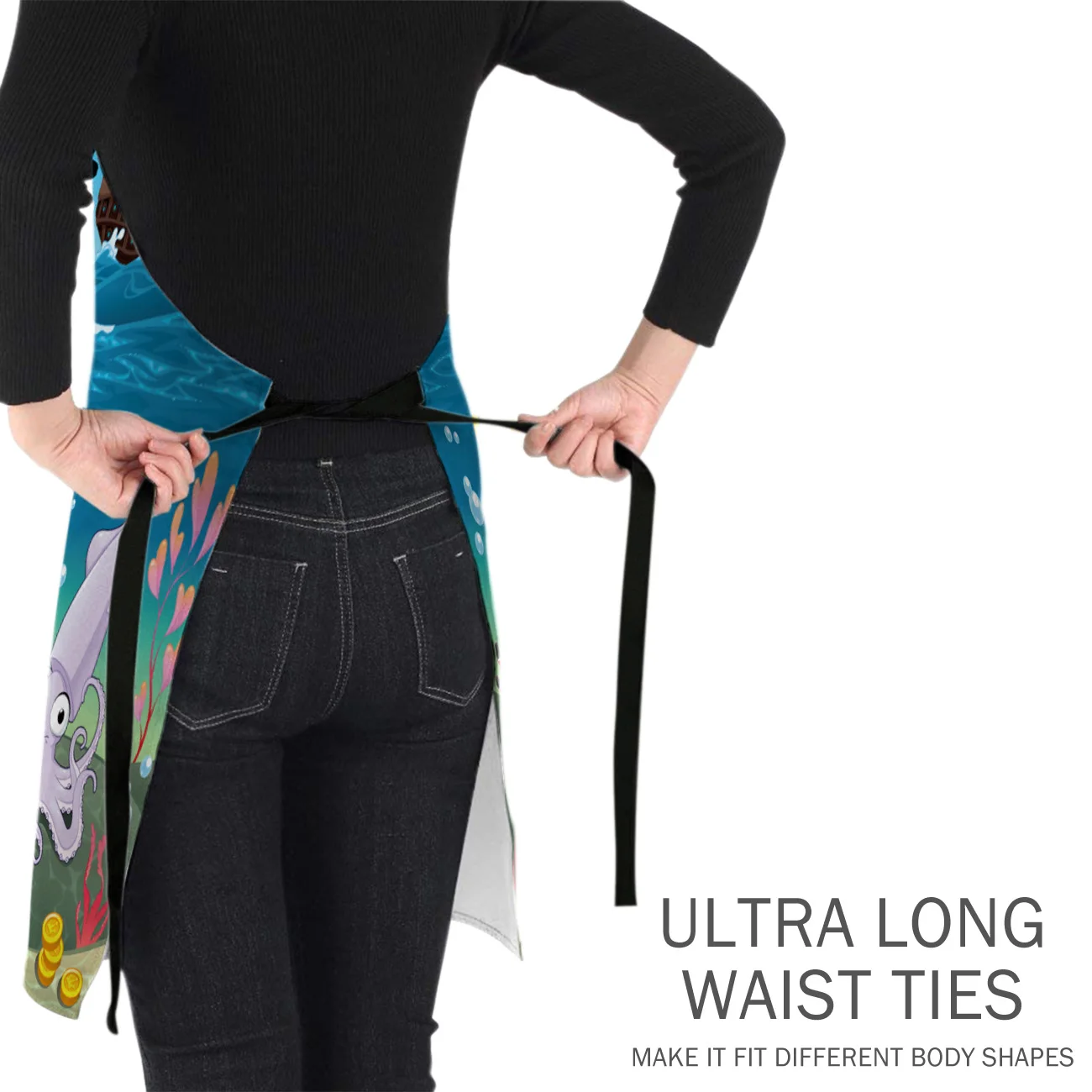 Tophome Кухонный Фартук мультяшный подводный мир океан Краб регулируемые фартуки из