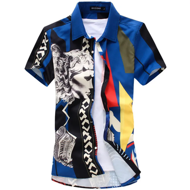 

Men's 3D Pattern Printing Shirts 2022 Summer Fashion Short Sleeve Luxury Business Casual Club Party Blouses