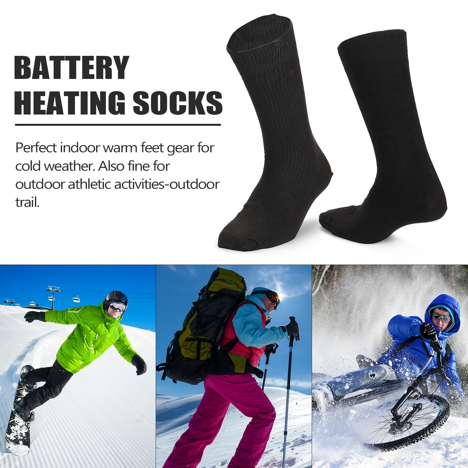 

Electric Heated Socks Battery Powered Cold Weather Heat Socks for Men and Women Outdoor Camping Winter Warm Winter Socks