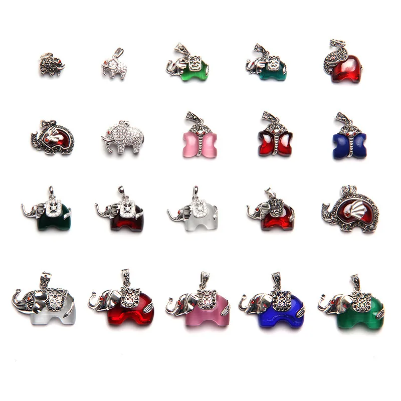 

OMHXZJ Wholesale ZB574 DIY Jewelry Making Accessories Findings Components Necklace 925 Sterling Silver Elephant Pendant Charm