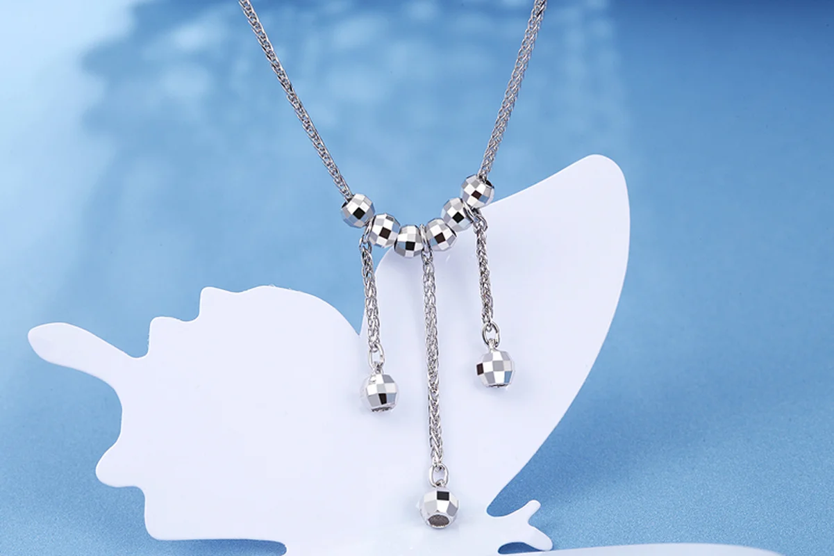 Цепочка с подвеской шариком Glitzy PT950 комплект из платины белого однотонного