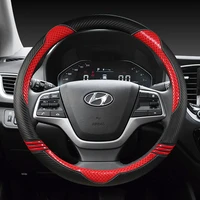 37 38cm pu leather car steering wheel cover anti slip for hyundai i30 kona i10 ix35 elantra santa fe auto accessories
