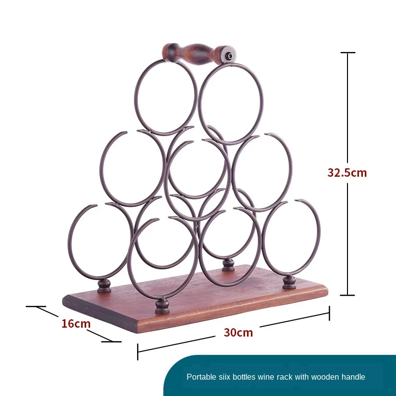 

Wooden Handle , 6 Bottle Wine Rack, Dining Bar, Outdoor Display Ornaments wine rack wall hanging,wine rack wooden