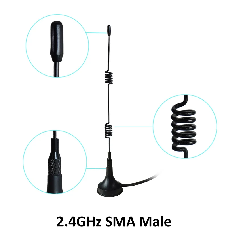 2.4Ghz Wifi Antenna SMA Male FEMALE RP-SMA 5dbi 2.4G IOT antena magnetic base Sucker antenne 3 meters extension cable wi-fi