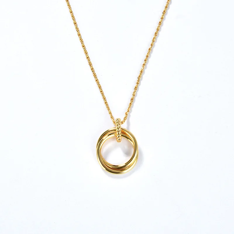 

Simple style design double-ring circle necklace female