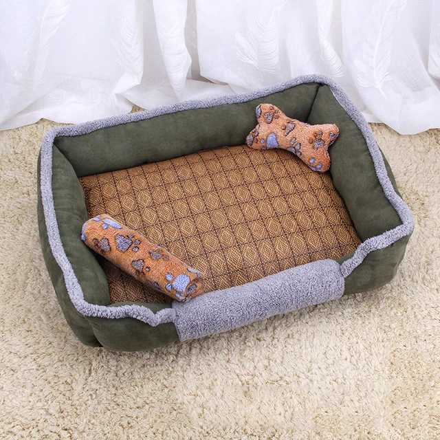 

All Seasons Pet Nest Dog Bed Soft Cat Mat for Large Medium and Small Pets Bone Toys Rattan Mat Blanket Breathable Moisture-proof