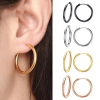 vnox basic stainless steel hoop earrings for women man round circle loop earring aretes 25mm20mm11mm unisex ear jewelry
