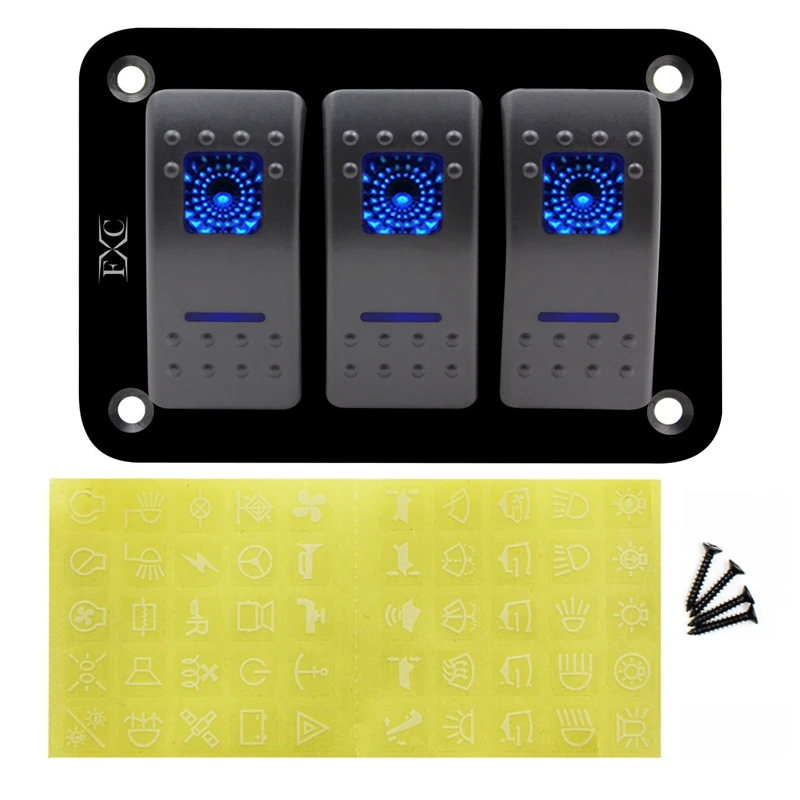 12V-24V-3-Gang-Dual-LED-Light-Rocker-Switch-Panel-Bar-Car-Caravan-Boat-Rv-Blue | Обустройство дома