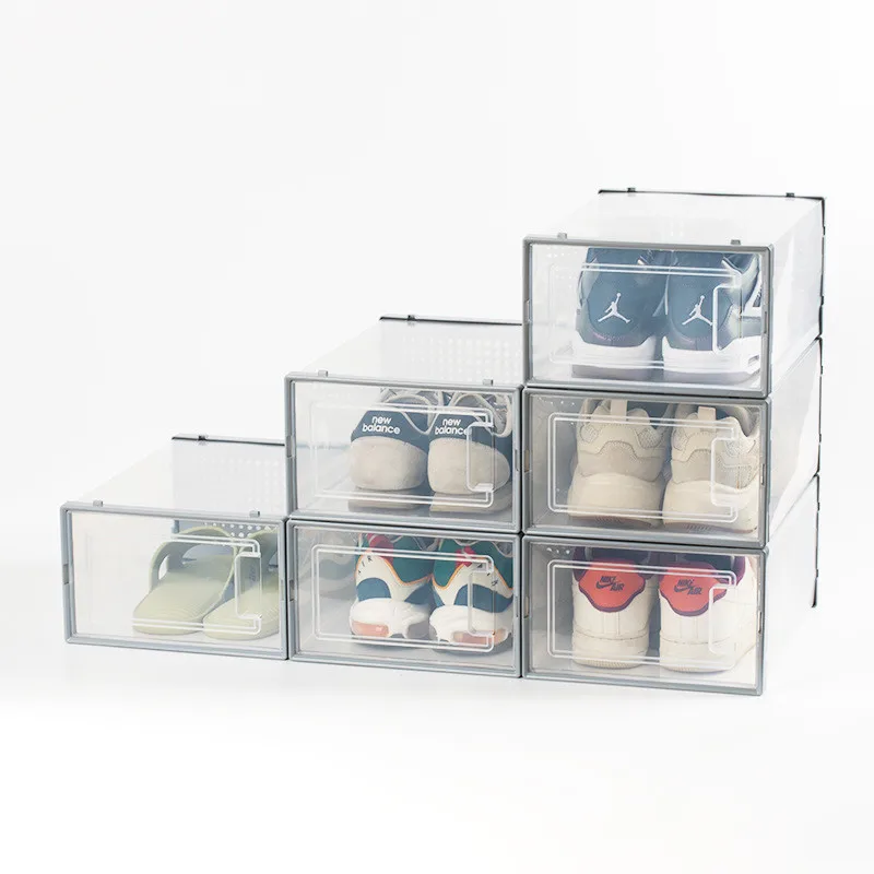 Прозрачная коробка для обуви наращиваемых ящик Органайзер большой толстый