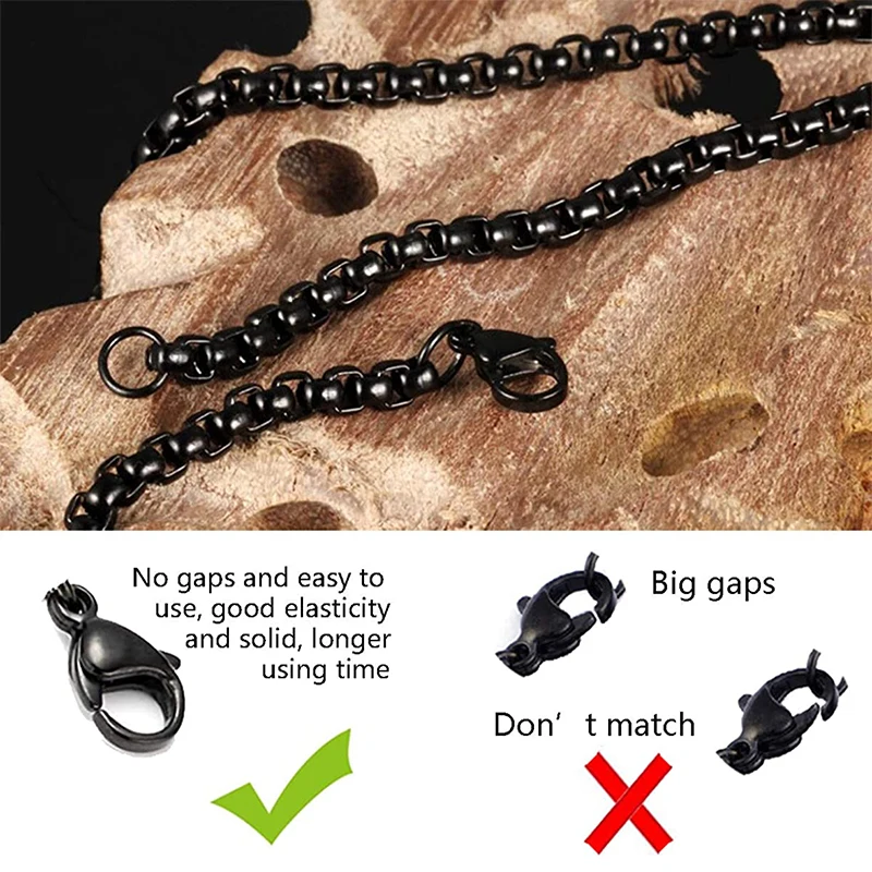 Ожерелье мужское золотое ожерелье из нержавеющей стали Черное длинное хип-хоп