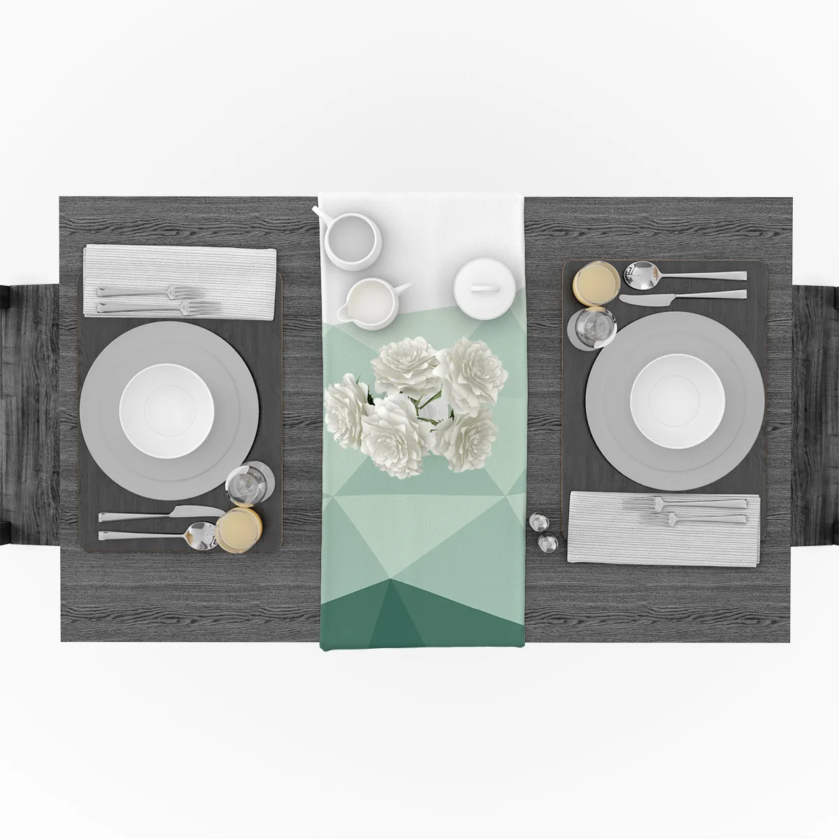 Геометрический зеленый треугольный узор современный Настольный бегун для