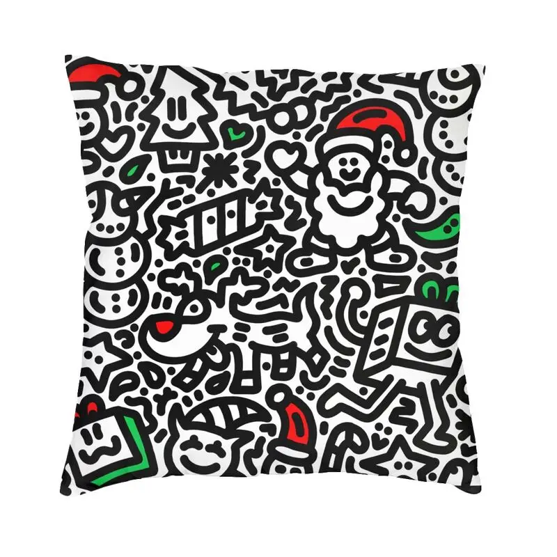 

Наволочка на диванную подушку «Мистер каракули» с надписью «Merry Christmas», квадратная декоративная подушка 45x45 см для гостиной