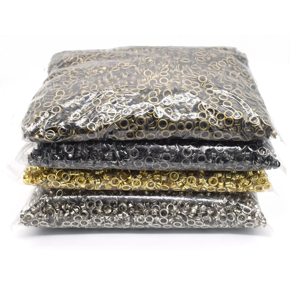 Juego de 5000 ojales de 3,5mm-6mm de plata/Negro/bronce/dorado con arandela, accesorios para cintur&oacute;n de ropa de costura artesanal a granel, DIY-0