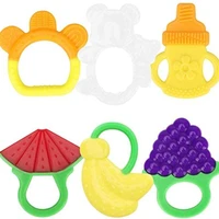 baby teething toys set bpa free soft sensory baby teether silicone fruit teether toy molar teeth soother soothing pain chew toys