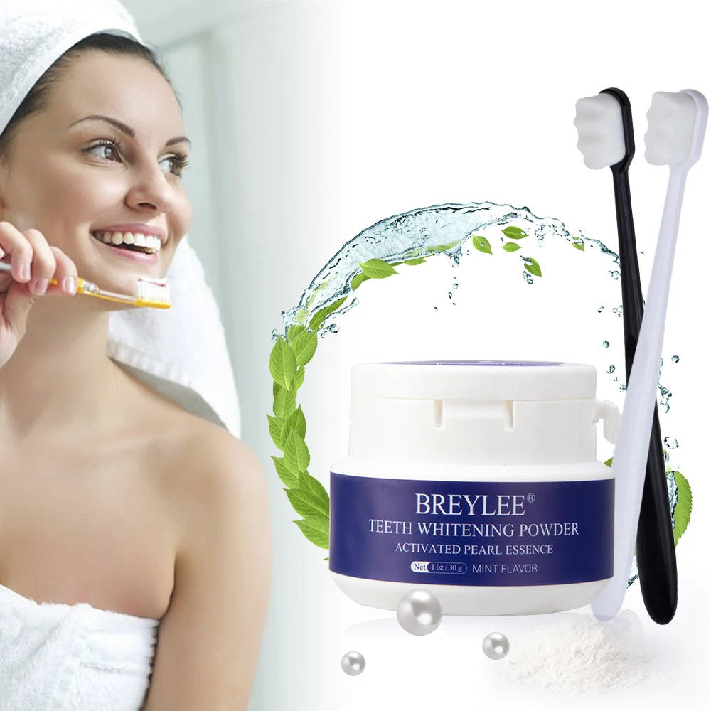BREYLEE отбеливание зубов Зубная щетка для порошка 2шт набор зубная паста белая