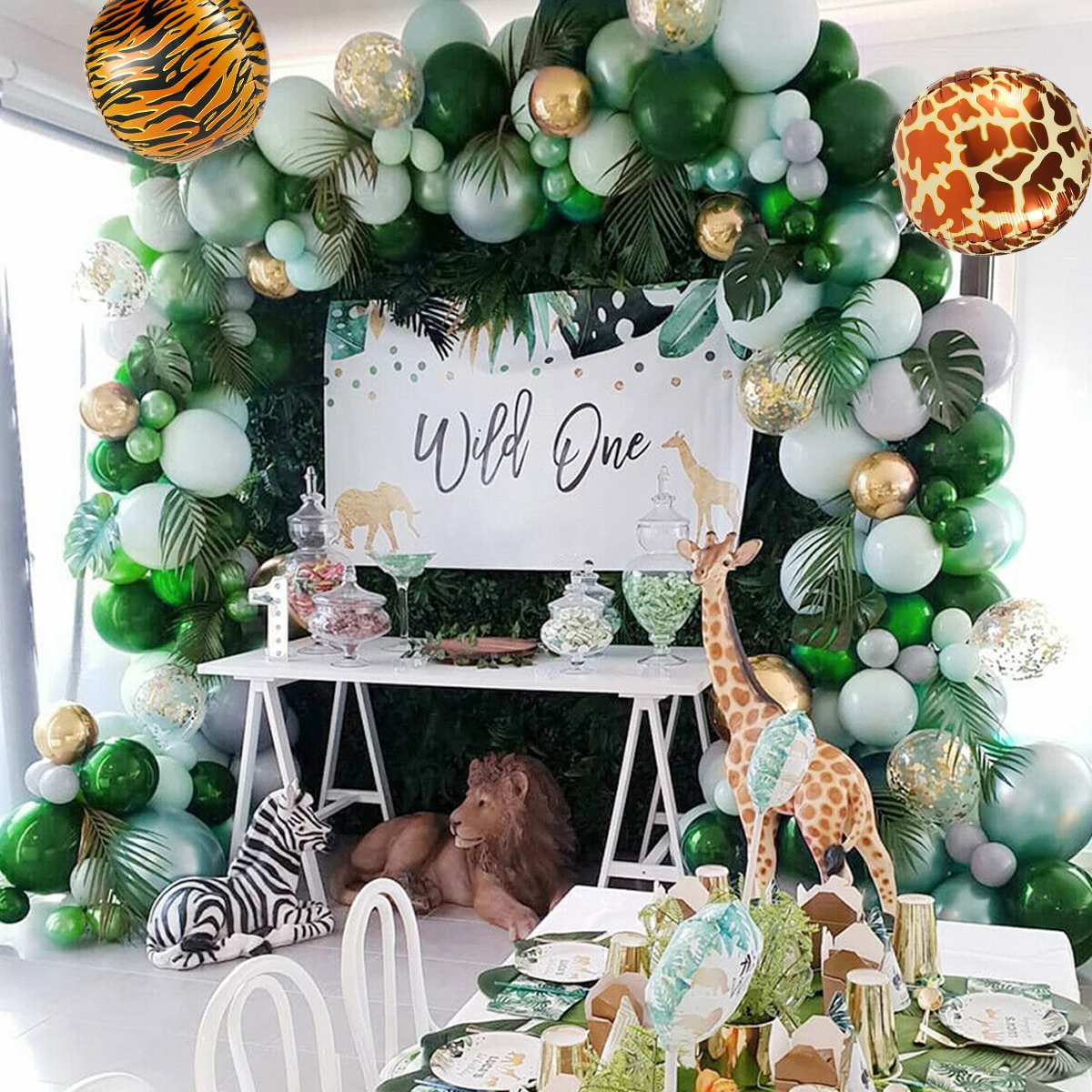 

103 Pcs Jungle Safari Theme Balloon Arch Kit Reusable Latex Balloon Kit Party Supplies Kids Birthday Party Baby Shower Boy Decor