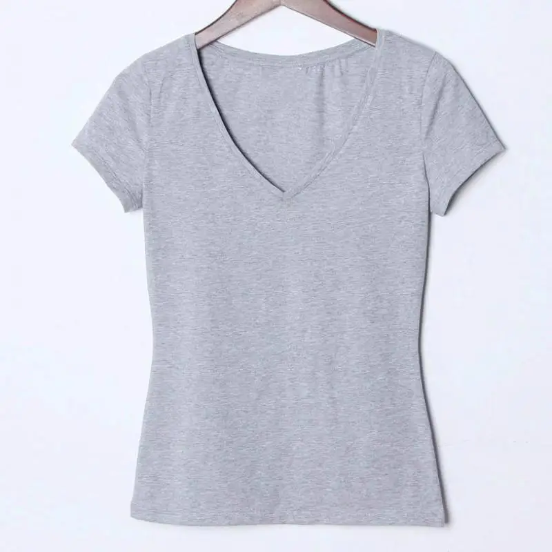 Модальные Короткие рукава с v-образным вырезом короткие футболки Летние размеры